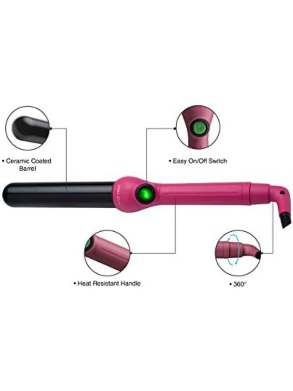 32mm Clipless Curling Iron - Pink Tourmaline Ceramic Hair Wand for Gorgeous